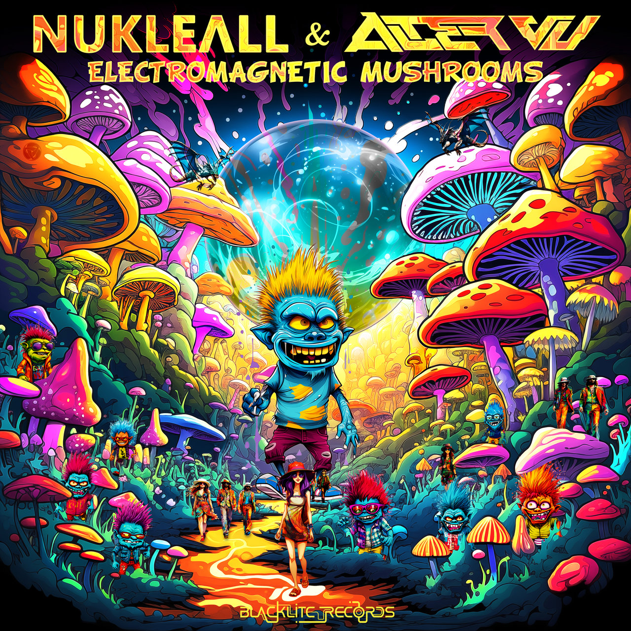 Nukleall & Alter Vu - Electromagnetic Mushrooms - Cover Design